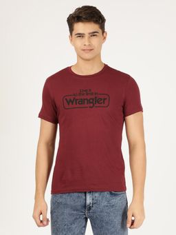 Wrangler - Mens Regular Printed Maroon T-Shirt