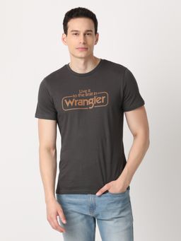 Wrangler - Men Regular Printed Grey T-Shirt