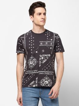 Wrangler - Mens Regular Printed Grey T-Shirt