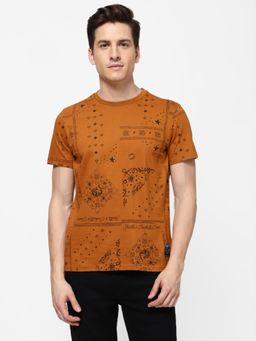 Wrangler - Mens Regular Printed Brown T-Shirt