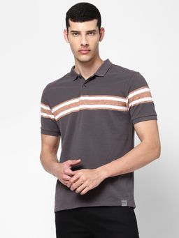 Wrangler - Mens Regular Striped Grey Polo T-Shirt