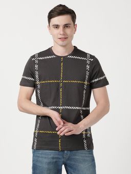 Wrangler - Mens Regular Printed Grey Crew Neck T-Shirt