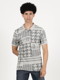 Wrangler - Men Regular Printed Grey Polo T-Shirt