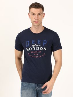 Wrangler - Men Blue Printed T-Shirt