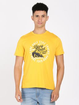 Wrangler - Men Mustard Yellow Graphic Print Regular T-Shirt