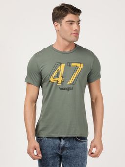 Wrangler - Men Green Regular T-Shirt