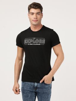 Wrangler - Men Black Regular T-Shirt
