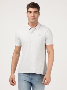 Wrangler - Men Grey Regular Polo T-Shirt