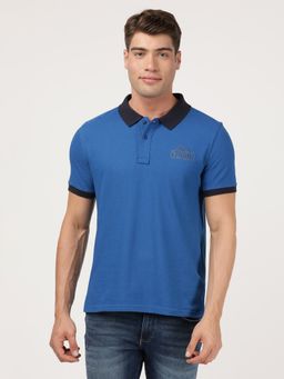 Wrangler - Men Blue Regular Polo T-Shirt