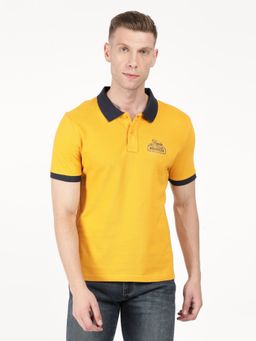 Wrangler - Men Mustard Yellow Solid Regular Polo T-Shirt