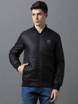 Urbano Fashion - Mens Black Full Sleeve Zippered Bomber Jacket