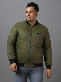 Urbano Plus - Mens Green Full Sleeve Zippered Puffer Jacket