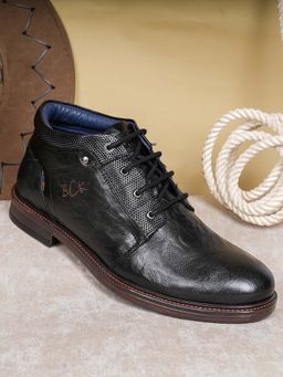 BUCKAROO - Harkan Full Grain Natural Leather Black Casual Boots