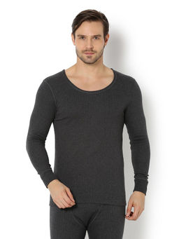 Van Heusen - Innerwear Men Anti Bacterial & Low Neck Thermal Top - Charcoal Melange