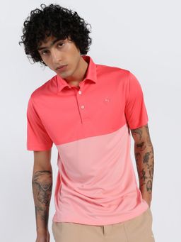 Puma - Pure 2.0 Colourblock Golf Mens Red Polo T-Shirt