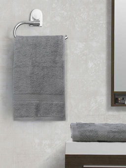 SPACES - Pure Cotton Hand Towel Easy Care Soft Feel High Absorbency Na(Solid 40Cmx60Cm)-Grey