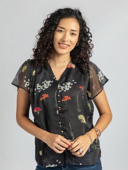 Torsha - Black Shirt Golden Button Forever New