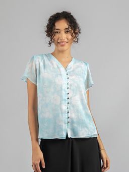 Torsha - Blue Shirt Golden Button Forever New