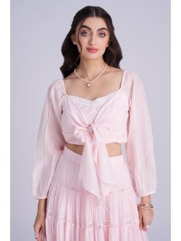 Torsha - Pink Cotton Crop Top