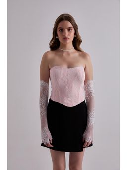 Torsha - Lace Whisper Pink Corset Top