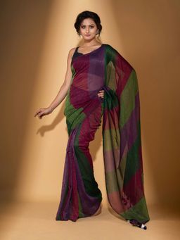 Beatitude - Multicolor Cotton Woven Saree with Unstitched Blouse
