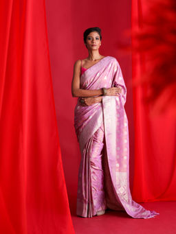 Beatitude - Lavender Banarasi Saree with Unstitched Blouse