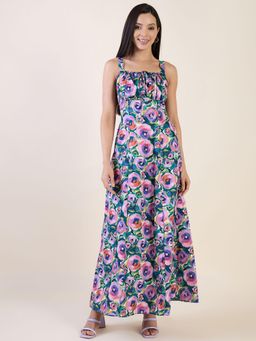 AAYU - Womens Floral Printed Crepe Sleeveless Maxi Dress