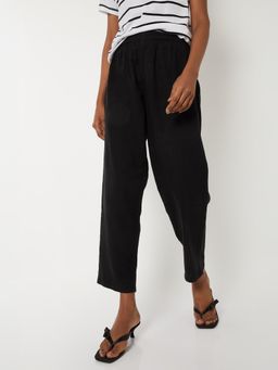 max - Womens Black Solid Ankle Length Trouser
