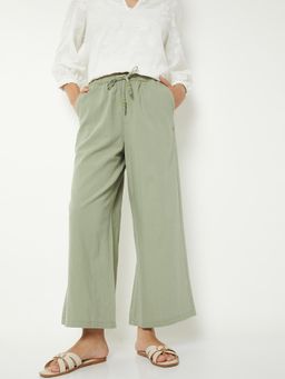 max - Womens Green Solid Loose Fit Trouser