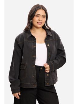 Virgio - Womens Solid Cotton Denim Plus Size Jacket