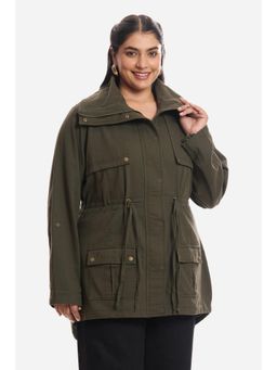 Virgio - Womens Solid Cotton Longline Utility Plus Size Jacket