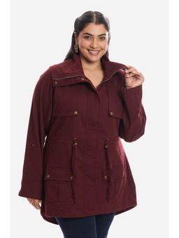 Virgio - Womens Solid Cotton Longline Utility Plus Size Jacket