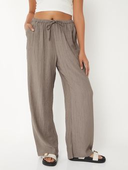max - Womens Grey Textured Relaxed Fit Trouser