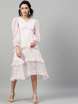 STREET 9 - White Printed Midi Dress