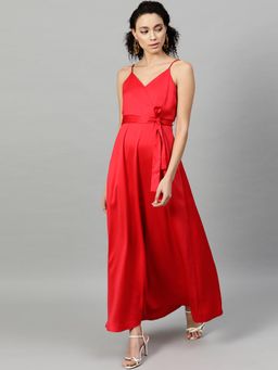 STREET 9 - Red Satin Maxi Dress