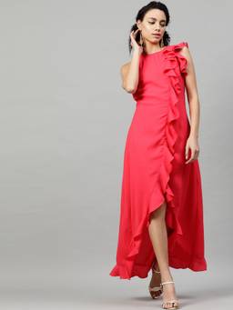 STREET 9 - Coral Frill Dress