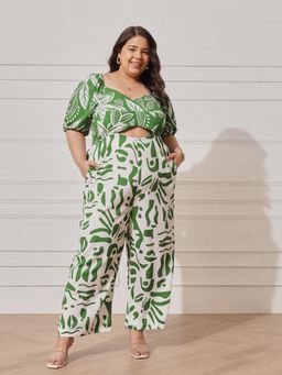 CURVY STREET - Green Printed Jumpsuit