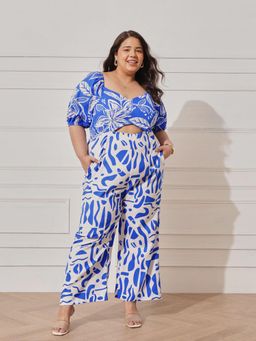 CURVY STREET - Blue Printed Jumpsuit