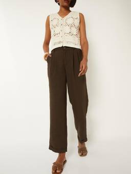 max - Womens Textured Front Pleated Trouser