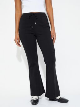 max - Womens Black Panelled Flare Trouser