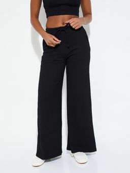 max - Womens Textured Wide Leg Trouser