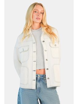Virgio - Womens Solid Cotton Oversized Denim Jacket