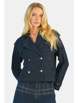 Virgio - Womens Solid Cotton Double Breasted Denim Jacket
