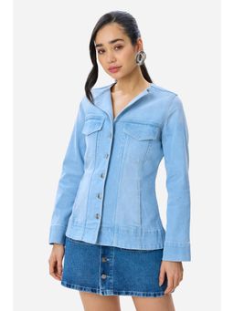 Virgio - Womens Solid Cotton Faded Traditional Denim Jacket