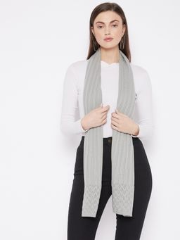 KnitStudio - Grey Solid Cable Knitted Muffler