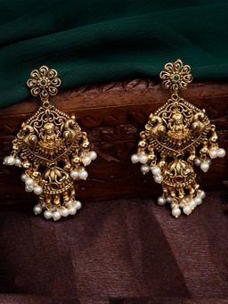Estele - Gold Plated CZ Traditional Lakshmi Devi Designer Earrings for Women