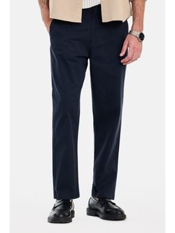 Snitch - Navy Solid Regular Casual Chinos for Men