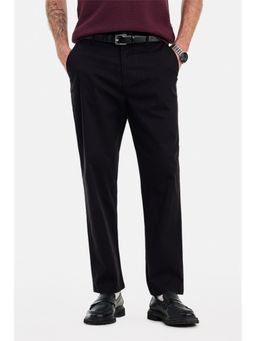Snitch - Black Solid Regular Casual Chinos for Men