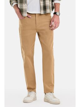 Snitch - Light Brown Solid Tapered Casual Jeans for Men