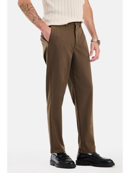Snitch - Brown Solid Relaxed Casual Trouser for Men